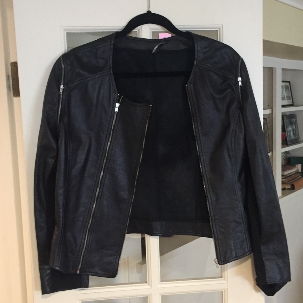 Liviana Conti Black Leather Biker Jacket